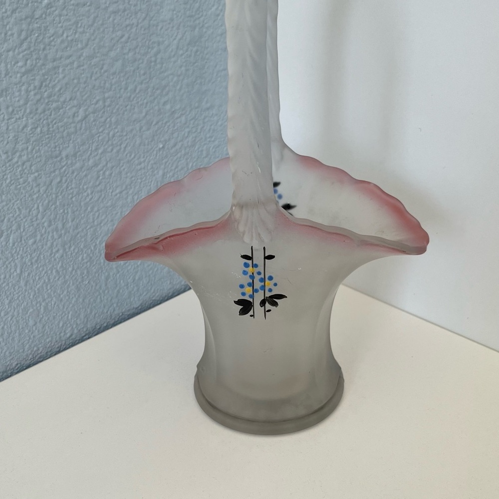 Vintage Westmoreland Frosted Pink and Gray Vase